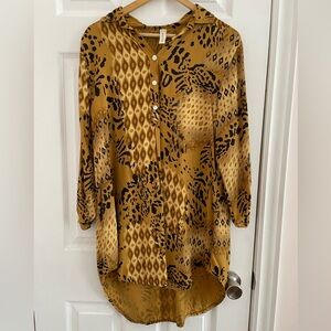 Italian Made Leopard Print Tunic Blouse 100% Viscose Oversized Boho